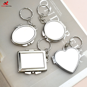 Custom Gift Metal Love Keychain Heart Shaped Compact Travel Pocket <b>Mirror</b> Compact Makeup <b>Mirror</b> Keychain GZ RTS Bulk Mixed Order - Product Image 1
