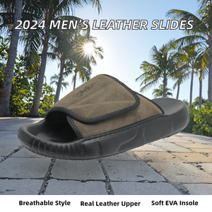 Nouvelles sandales d'été 2026 pour hommes, en cuir véritable respirant, confortables et tendance, avec semelle intérieure en EVA de qualité - Product Image 2