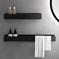 Étagère de rangement rectangulaire en aluminium pour salle de bain, style simplicité moderne, fixation murale sans perçage, pour miroir de toilette