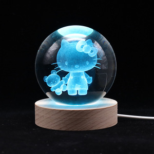 Prix usine point 3D veilleuse boule de cristal point Lilo coloré <span class=keywords><strong>lampe</strong></span> de Table en bois ornement de lit - Product Image 4