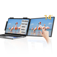 Monitor Portátil Triple Eimio de 14 Pulgadas IPS LCD con Puerto Tipo-C para Laptop, Altavoz Integrado, Extensor de Pantalla Dual para Laptop 1080p OEM