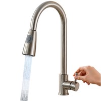 Robinet de cuisine monocommande en acier inoxydable 304 avec douchette extractible, eau chaude et froide, cartouche céramique, design moderne et minimaliste