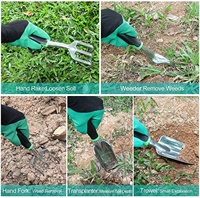Juego de Herramientas de jardín Manual de aleación de aluminio, alta calidad, OEM, 11 piezas, con bolsa de transporte para jardín