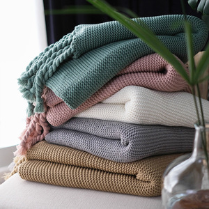 Couverture en coton et tricot Raschel de luxe, de haute qualité, portable et confortable, jeté pour canapé et lit, pour l'automne et l'hiver - Product Image 2