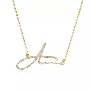 Gioielli personalizzati personalizzati in acciaio inossidabile lucido cristallo zircone lettera nome personalizzato collane per donna <span class=keywords><strong>uomo</strong></span> - Product Image 1
