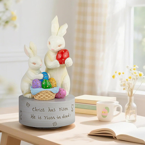 กล่องดนตรีเรซิ่นรูปสัตว์ งานฝีมือประณีต ทำตามสั่ง <span class=keywords><strong>เพลง</strong></span>สุขสันต์วันเกิด ของขวัญกระต่ายอีสเตอร์ ของตกแต่งอเนกประสงค์ - Product Image 4