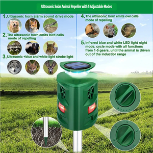 Répulsif Solaire 3 Côtés pour Animaux, Ultrasonique 360 Degrés, Anti-Oiseaux, Lumière Stroboscopique Clignotante Haute Intensité, en ABS - Vente en Gros - Product Image 4