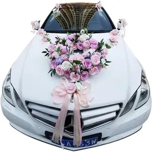 Factory Sale Wedding Car Decoration Flowers Sets Artificial Roses and Ribbon Decoration for Wedding Decor
