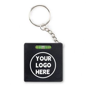 Eco Friendly ABS Measuring Tape Keyring with Bubble Level Retractable Metal Tape Measure Key Chain Tag Promotional Item - Product Image 1