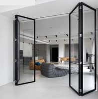 Portes d'entrée avant isolées modernes de bâtiment en acier de casserole porte pliante en acier de conception avec le verre