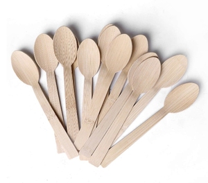 Cuillère en bambou miniature Usa Mairun 3,54 pouces, jetable, style moderne, 100 % biodégradable, écologique, ensemble de couverts naturels renouvelables pour - Product Image 1