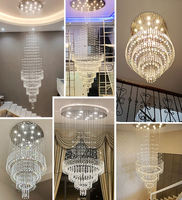 Lustre LED moderne de luxe Senfey en cristal doré, blanc chaud, hauteur réglable pour plafond haut, escalier, grand hôtel/villa, AC