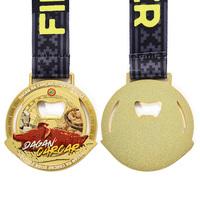 Médailles et trophées personnalisés en alliage de zinc avec impression UV, plaqué or brillant, ouvre-bouteille, avec ruban de sublimation