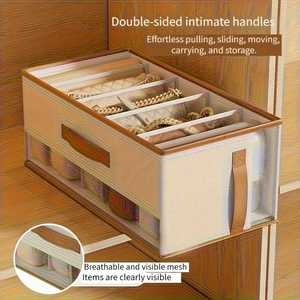 Square Fabric Storage Box Dustproof Large Capacity Compartments 35L Pants Bags Clothing Organizer Household <b>Wardrobe</b> - Product Image 4