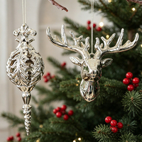 Nouvelles décorations de Noël en gros : Ornements suspendus pour sapin, rennes électroplaqués couleur champagne, vente en gros