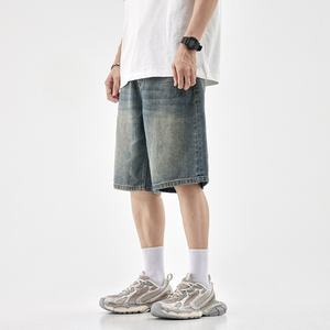 Shorts de Mezclilla para Hombre, Estilo Urbano, Verano, Transpirables, Vintage, Holgados, con Patrón Sólido, Venta al Por Mayor, OEM, Personalizados - Product Image 2