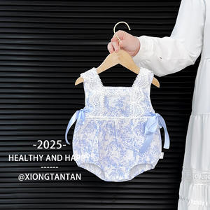 ODM fournit des vêtements d'été élégants pour les bébés de petits mois combinaisons sarouel à fleurs mignonnes en coton fin pour bébés - Product Image 1