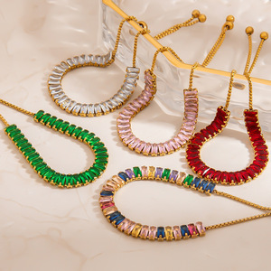 Fashionable <b>Crystal</b> <b>Bracelet</b> Geometric Design Channel Setting Party Jewelry For Women - Product Image 1