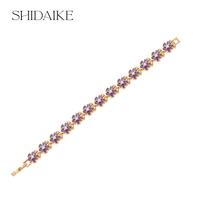 ShiDaiSheng lujo Europa moda pulsera mujer platino plateado Baguette Maequise CZ chapado en oro latón circón piedra principal re