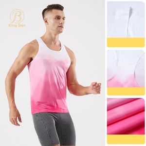 Maillot personnalisé du fabricant pour hommes femmes vêtements de sport d'été respirants dégradé sans manches débardeur de gymnastique Spandex short de course - Product Image 2