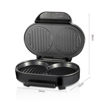 Grille électrique pour petit-déjeuner, plaque de cuisson double ronde antiadhésive pour hamburgers, œufs, steaks, crêpes, pain, 220-240V