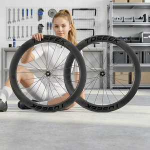 Juego de Ruedas de Carbono Personalizadas 700c para Bicicleta de <span class=keywords><strong>Carretera</strong></span> con Frenos de <span class=keywords><strong>Disco</strong></span>, 28mm de Ancho, Patrón de Radios Rectos de 38/50/60mm, 24 Orificios, OEM - Product Image 1