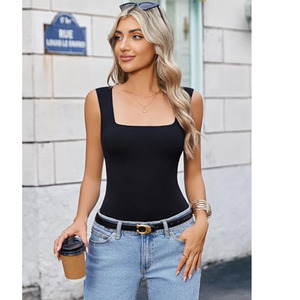 Tute da <span class=keywords><strong>donna</strong></span> tute da <span class=keywords><strong>donna</strong></span> Sexy Body a collo quadrato Body Body a doppia fodera canotta morbido - Product Image 2