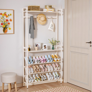 Home Multifunctional Storage <b>Shoe</b> Clothing and Hat Rack Integrated Floor Standing Storage Bedroom Hanging Shoemaker Organizer - Product Image 6