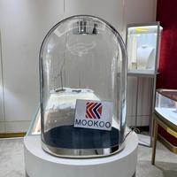 Table de présentation en acier inoxydable avec dôme en verre, vitrine de luxe pour bijouterie et boutique de montres haut de gamme