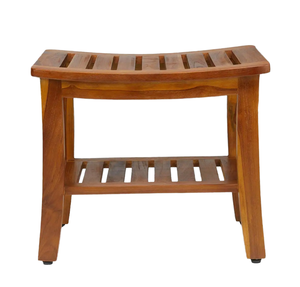 Tabouret de salle de bain en bois avec 2 étagères, design rustique, construction durable - Product Image 1