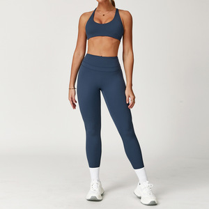 Bộ đồ tập Yoga PASUXI 2025 mới dành cho nữ, 2 món, áo thể thao dài tay có khóa kéo, quần legging cạp cao, trang phục tập luyện - Product Image 4