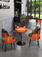 Ensemble de table, chaise et canapé de style industriel en PU pour restaurant commercial, salon de thé, café, dessert, extérieur, vert