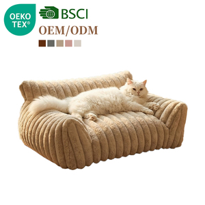 โซฟาเบดสำหรับสุนัขและแมว ขนกระต่ายลายทางทันสมัยสุดหรู ยอดนิยมแบบ OEM&ODM พร้อมปลอกหุ้มที่ถอดออกได้ - Product Image 4