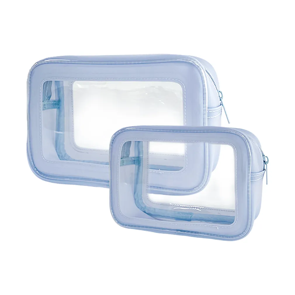 Limpar impermeável plástico Pvc maquiagem viagem lavagem saco logotipo personalizado transparente higiene pessoal saco holográfico pvc viagem saco cosmético
