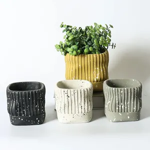 Nordic style indoor decor mini succulent pots custom color square bonsai pots cement pots for balcony