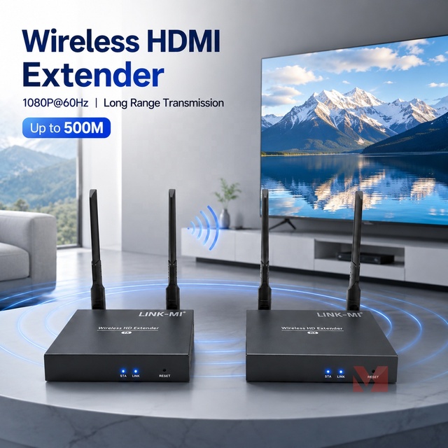 Wireless HDMI Extender 500M 1080P Wireless Video Transmitter Receiver 5GHz HDMI Extender for TV Projector Display