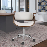 Chaise de bureau moderne de haute qualité pour salles de réunion contreplaqué de bois courbé en cuir avec pivot en fer et mobilier pour visiteurs
