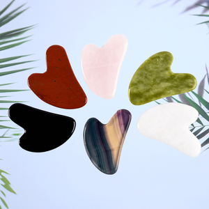 เครื่องนวดหน้ากัวซา 100% ทำจากหินออบซิเดียนสีดำธรรมชาติ รูปทรงหัวใจ หินสีชมพู คุณภาพสูง รับผลิตแบบ OEM ODM หินเนฟไรต์สีดำ กัวซา - Product Image 5