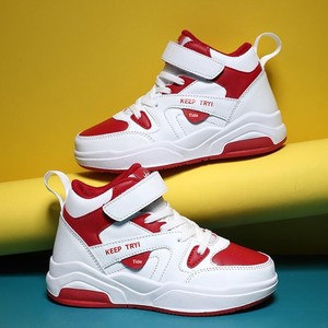 Nuevas zapatillas de baloncesto de caña alta para niños con suela blanda, de velcro, para otoño, con parte superior de malla de PU, transfronterizas. - Product Image 1