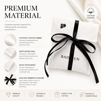 Pochette à bijoux en coton sergé de luxe personnalisée avec logo, nœud en ruban, anti-rayures, légère, OEM, pour cadeaux