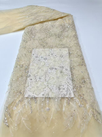 Tissu en dentelle guipure de luxe NI.AI brodé à la main avec des accents de perles pour mariage africain Asoebi nigérian