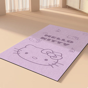 Alfombra de yoga silenciosa antideslizante para sala de estar, de color sólido simple, con diseño de Hello Kitty, resistente a las manchas, al desgaste y fácil de limpiar, portátil. - Product Image 4