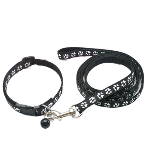 ชุดปลอกคอและสายจูงสุนัขและแมวทำจากไนลอน ดีไซน์ลายอุ้งเท้า พร้อมคุณสมบัติปลดเร็ว - Product Image 5