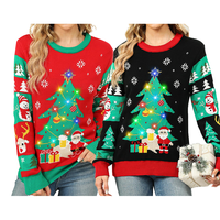 Pull de Noël pour femmes, coupe ajustée, côtelé, de haute qualité, OEM, pulls de Noël moches personnalisés pour femmes