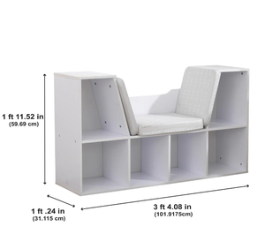 Étagère et banc de lecture 3 cubes pour enfants, en bois écologique blanc, pour salle de jeux et chambre à coucher - Product Image 3