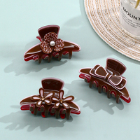 XinMei-Pince à cheveux personnalisable bordeaux élégante taille Midi rouge acétate Pinzas Para El Cabello création France pour femmes