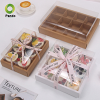 Neuf compartiments couvercle Transparent pique-nique boîte à lunch de qualité alimentaire conteneur à emporter pour dates Desserts biscuits collations