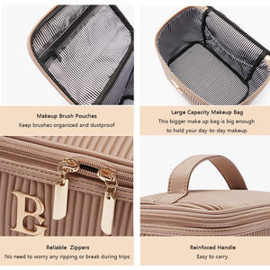 Ammaesto Eco Friendly Personalizzato Viaggio Borsa Cosmetica Donna Grande Capacità Zipper PU Plissato Impermeabile - Product Image 3