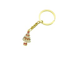 Noel Ağacı Anahtarlık, 86x30mm, Tatil Hediyeleri ve Sırt Çantaları için Emaye Detaylı Altın Tonlu Metal, Altın
