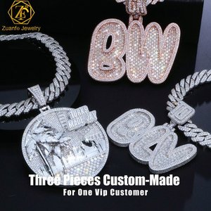 Benutzer definierte Vvs Moissan ite Letter Name Anhänger Hip Hop Style Iced Out Baguette Cut Diamant 925 Silber Initial Anhänger Feiner Schmuck - Product Image 6